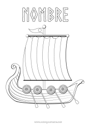Dibujo libre Vehículos Barco Vehículos marítimos Vehículos históricos o vintage Vikingo Drakkar Historia Suecia Dinamarca Noruega