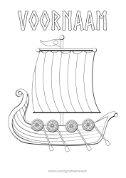 Gratis tekening Voertuigen Boot Maritieme voertuigen Historische of vintage voertuigen Viking Drakkar Geschiedenis Zweden Denemarken Noorwegen