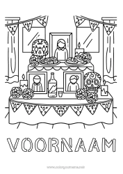 Kleurplaat aanpassen Schedel Dia de los Muertos Mexico Calaveras, schedels