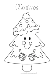 Disegno gratuito Guanto Albero Disegni da colorare facili Abete Berretto Invernale