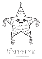 Färgläggningssida att anpassa Födelsedag Stjärnor Piñata