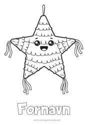 Gratis tegning Bursdag Stjerner Piñata