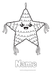 Free colouring Birthday Stars Piñata