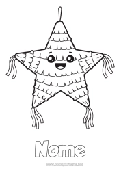 Desenho para personalizar Aniversário Estrelas Piñata