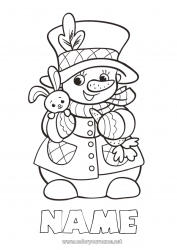 Free coloring Winter Snowman