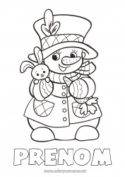 Coloriage gratuit Hiver Bonhomme de neige