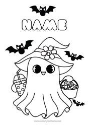 Colouring to customise Bat Sweets Ghost Trick Or Treat? Cute Drink Easy Colouring Pages Birds And Flying Mammals Bubble Tea