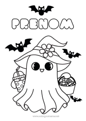 Coloriage à personnaliser Chauve-souris Bonbons Fantôme Un bonbon ou un sort ? Kawaii Boisson Coloriages faciles Oiseaux et mammifères volants Bubble tea