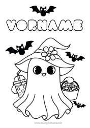 Kostenlose Zeichnung Fledermaus Bonbons Geist Ein Bonbon oder ein Zauber? Kawaii Getränk Einfache Ausmalbilder Vögel und fliegende Säugetiere Bubble Tea