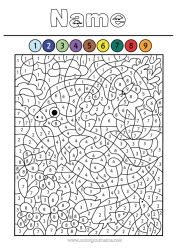 Free drawing Dinosaurs Volcano Coloring by numbers Children's activities Animal Parasaurolophus