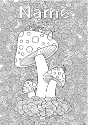 Colouring to customise Autumn Mushroom Complex Colouring Pages Zentangle