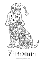 Gratis färgläggning Vinter Mandala Hund Djur Hundar och katter
