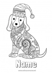 Free drawing Winter Mandala Dog Animal Dog and cat