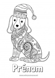 Coloriage gratuit Hiver Mandala Chien Animal Chiens et chats