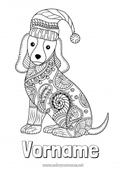 Kostenlose Malvorlage Winter Mandala Hund Tier Hunde und Katzen