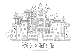 Kleurplaat aanpassen Kasteel Sprookje Klok