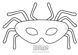 Desenho para personalizar Máscara Aranha Carnaval Insetos