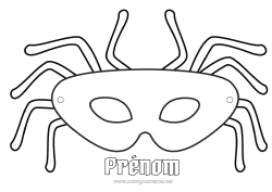 Coloriage à personnaliser Masque Araignée Carnaval Insectes