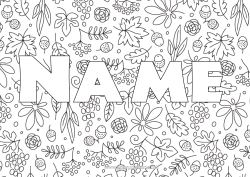 Colouring to customise Autumn Leaves Fruit Grape Gland Decorative Background Dead Leaves