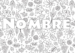 Colorear para personalizar Otoño Hojas Frutas Uva Bellota Fondo decorativo Hojas muertas