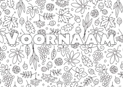 Kleurplaat aanpassen Herfst Bladeren Fruit Druif Eikel Decoratieve achtergrond Dode bladeren