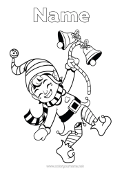Colouring to customise Christmas Elves Christmas Bell Elf Colouring Pages