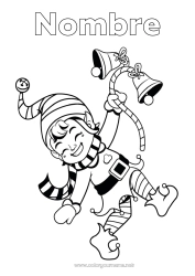Colorear gratis Elfos de navidad Navidad Campana Dibujos de Elfos para colorear