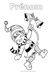Coloriage à personnaliser Lutins de Noël Noël Cloche Coloriages lutins