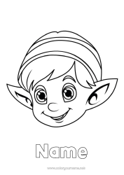 Free colouring Christmas Elves Elf colouring pages