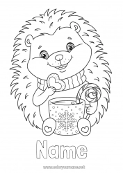 Free coloring Cute Winter Hedgehog Mug Animal Drinks Forest animals