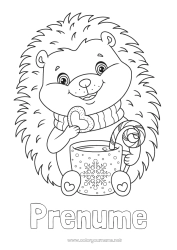 Desen liber de colorat Drăguț Iarna Arici Cana Animal Băutură Animale din pădure