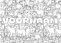 Gratis tekening Beer Vos Uil, Kerkuil Konijn Dier Vogels en vliegende zoogdieren Bosdieren Decoratieve achtergrond Wasbeer