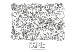 Colouring to customise Pumpkin Autumn Jack O'lantern Complex Colouring Pages