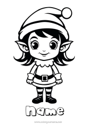 Free colouring Christmas Elves Elf colouring pages