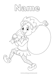 Colouring to customise Christmas Elves Elf Colouring Pages