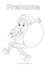 Pagină de colorat gratuită Moșneguții de Crăciun Desene de colorat cu spiriduși