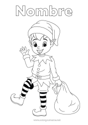 Colorear gratis Elfos de navidad Dibujos de Elfos para colorear