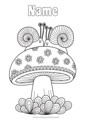 Colouring to customise Autumn Animal Mushroom Snail