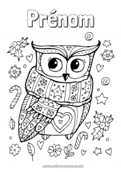 Coloriage gratuit Hiver Chouette, Hibou Animal Oiseaux et mammifères volants