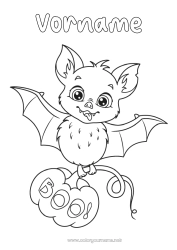 Kostenlose Zeichnung Fledermaus Kürbis Halloween Tier Vögel und fliegende Säugetiere