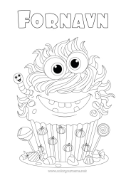 Gratis tegning Godteri Monster Gresskar Kake Halloween Godbiter, søtsaker Kakebiter Insekter Smokk Se