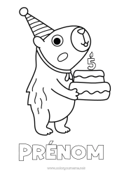 Coloriage à personnaliser Anniversaire Age fêté personnalisable Autres animaux du monde Capibara Gâteau d’anniversaire