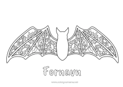 Gratis farvelægning Flagermus Dyr Solsikke Zentangle Fugle og flyvende pattedyr