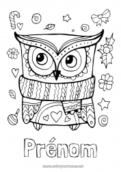 Coloriage gratuit Hiver Chouette, Hibou Animal Oiseaux et mammifères volants