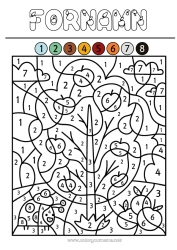 Gratis teckning Höst Magiska målarbilder Barnaktiviteter Frukter Äpple äppleträd