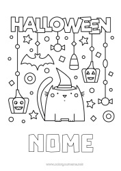 Colorare per personalizzare Pipistrello Caramelle Strega Gatto Halloween CanI e gatti Uccelli e mammiferi volanti Iscrizione 
