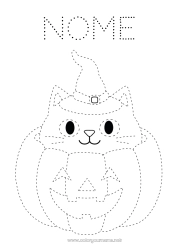 Disegno gratuito Zucca Gatto Disegni da colorare facili Traccia e colora CanI e gatti Cappello da strega