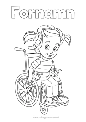 Gratis färgläggning Flicka Barn Rullstol