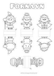 Gratis tegning Vampyr Monster Mumie Heks Halloween Børneaktiviteter Frankenstein Klipning for børn Papirlegetøj