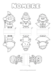 Dibujo libre Vampiro Monstruo Momia Bruja Halloween Actividades para niños Frankenstein Recorte para niños Juguete de papel